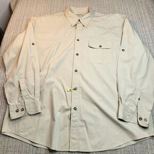 Beretta Shirt Mens 2XL Beige Quilted Shooting Shoulder Long Sleeve Button‎ Front